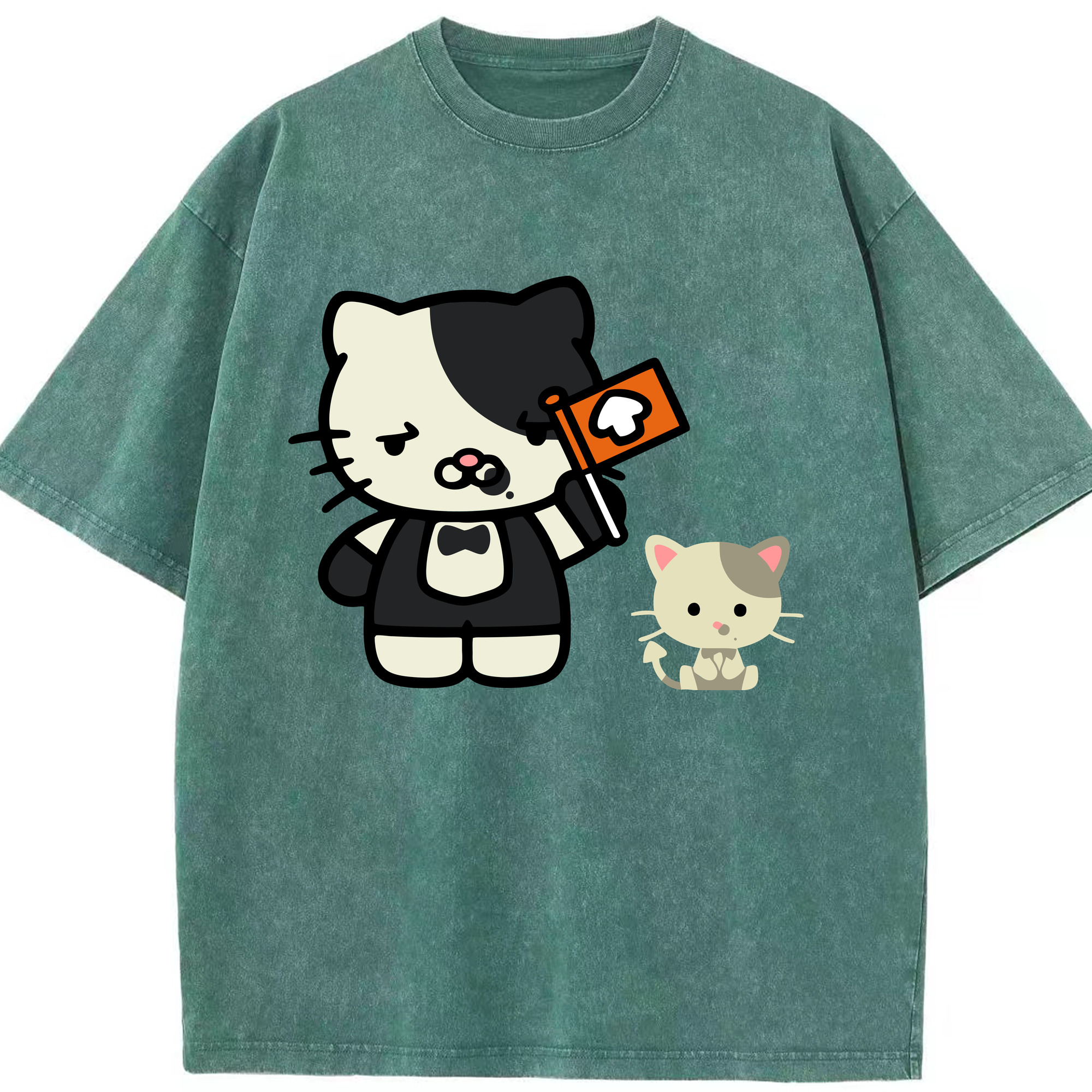 （画像用） Hello Kitty ハローキティ 綿100% ヴィンテージ風 半袖Tシャツ（フロントプリント）